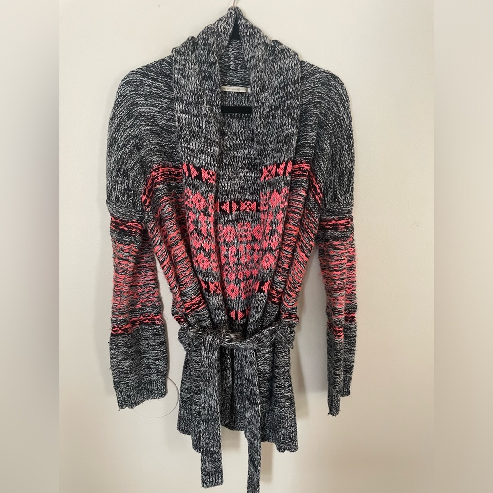 Twelfth Street By Cynthia Vincent Revolve gray grey pink chunky sweater fall L